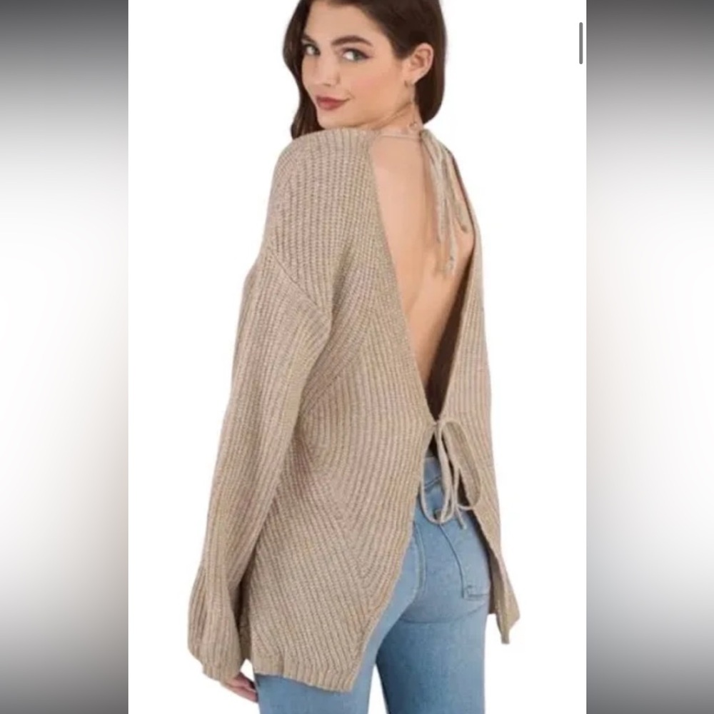 Backless Cream Sweater Tobi